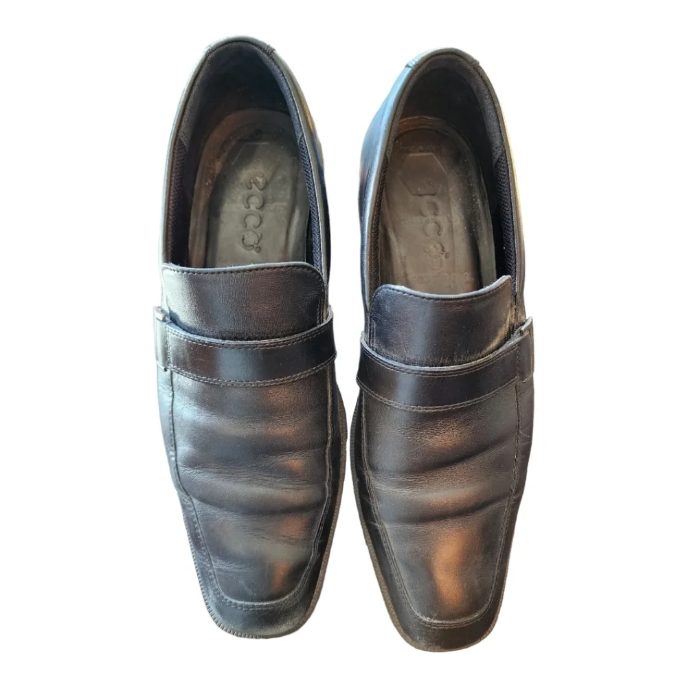 Ecco mens black leather Edinburgh buckle loafers 11